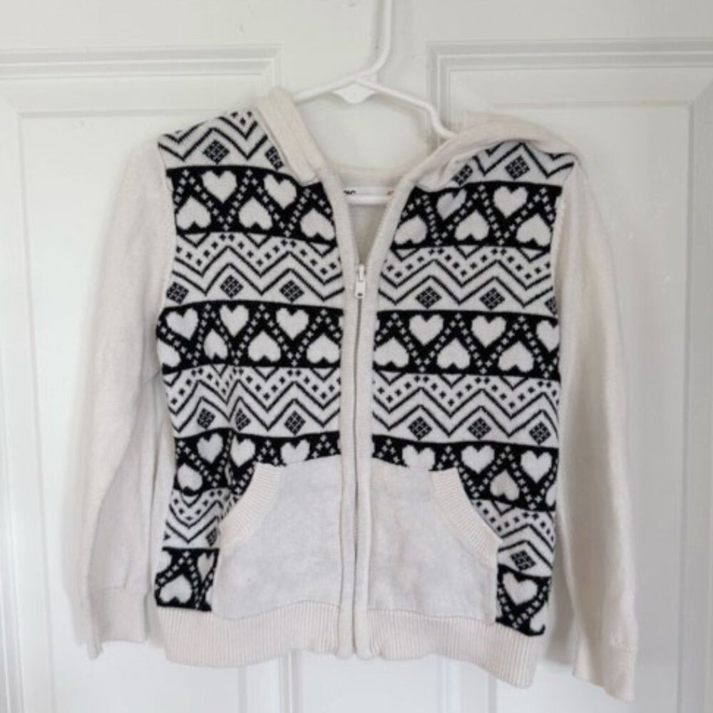 Epic Threads Black and White Heart Geometric Pattern Girls Hoodie - Size 4t